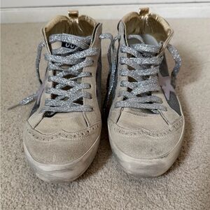 Golden Goose Gray Sneakers with Silver Laces